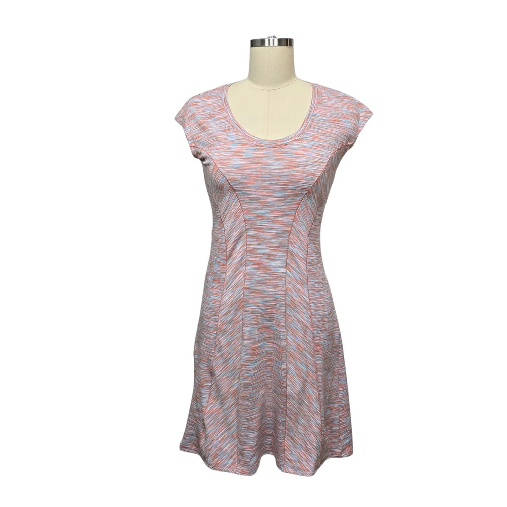 Title Nine Marled Orange Blue Cap Sleeve Fit Flare Dress Womens Size XS